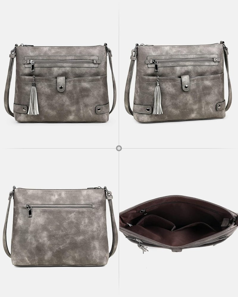 FADEON Large Crossbody Purses for Women Crossbody Bag, Designer Leather Cross Body Purses Multi Pocket Shoulder Bag - Image 5